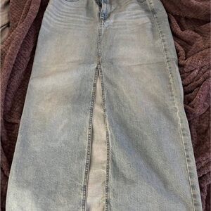 Classic Blue Denim Maxi Skirt